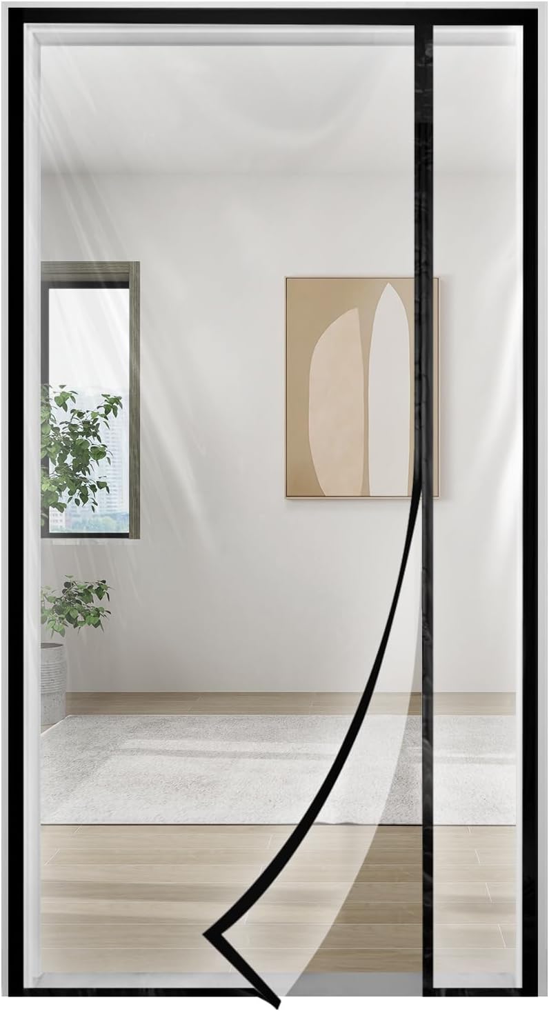 Skloopearg Transparent Thermal Insulated Door Curtain, Reversible Left or Right Side Opening, Screen Door Auto Closer Fits Doors Up to 36" x 82", to Keep Warm in Winter Cool in Summer for Air Conditioner Room - Image 1